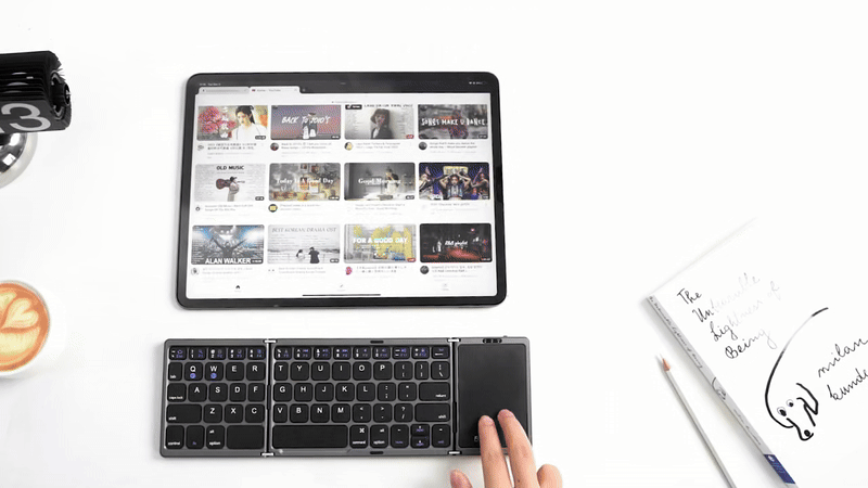 Foldable Wireless Bluetooth Keyboard Rechargeable Folding Portable Keyboards for PC Mac Smartphone Windows iOS Android